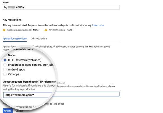 Configuración de la API de la clave del navegador Configuración de la clave de la API del navegador