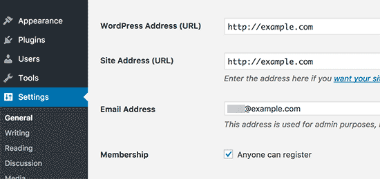 Vea su URL y ubicación de WordPress