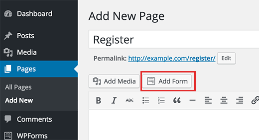 Agregue un formulario de registro de usuario en una página de WordPress Agregue un formulario de registro de usuario en una página de WordPress