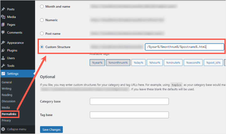 Establezca una estructura personalizada para enlaces persistentes en WordPress