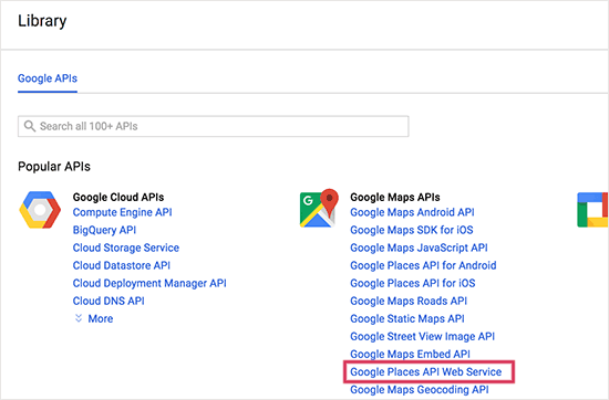 Elija la API de Google Places