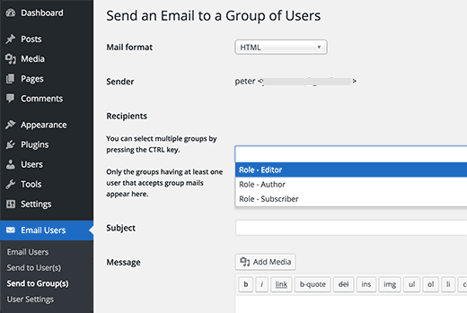 Envíe trabajos electrónicos en grupos de roles de usuario específicos