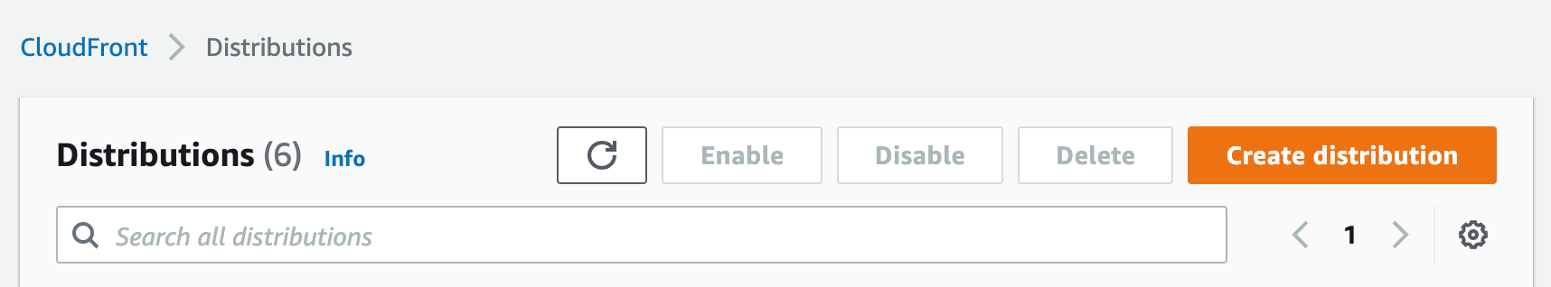 Pantalla de distribución de CloudFront CDN.