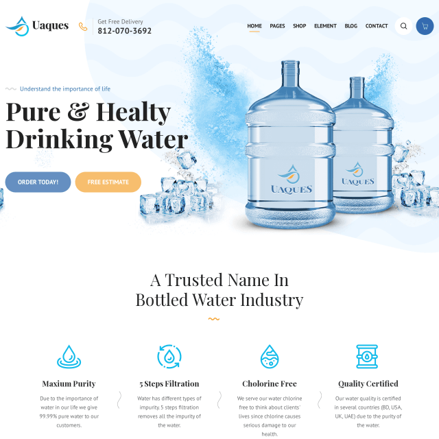 Tema de Uaques para purificador de agua para WordPress