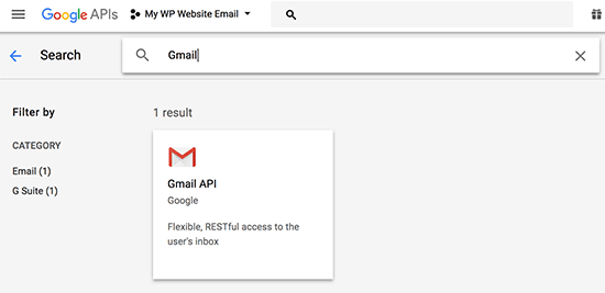 Elija la API de Gmail