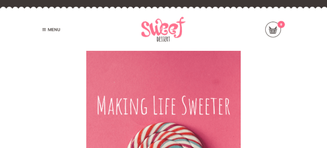 Tema de postres dulces en el sitio web de dulces.