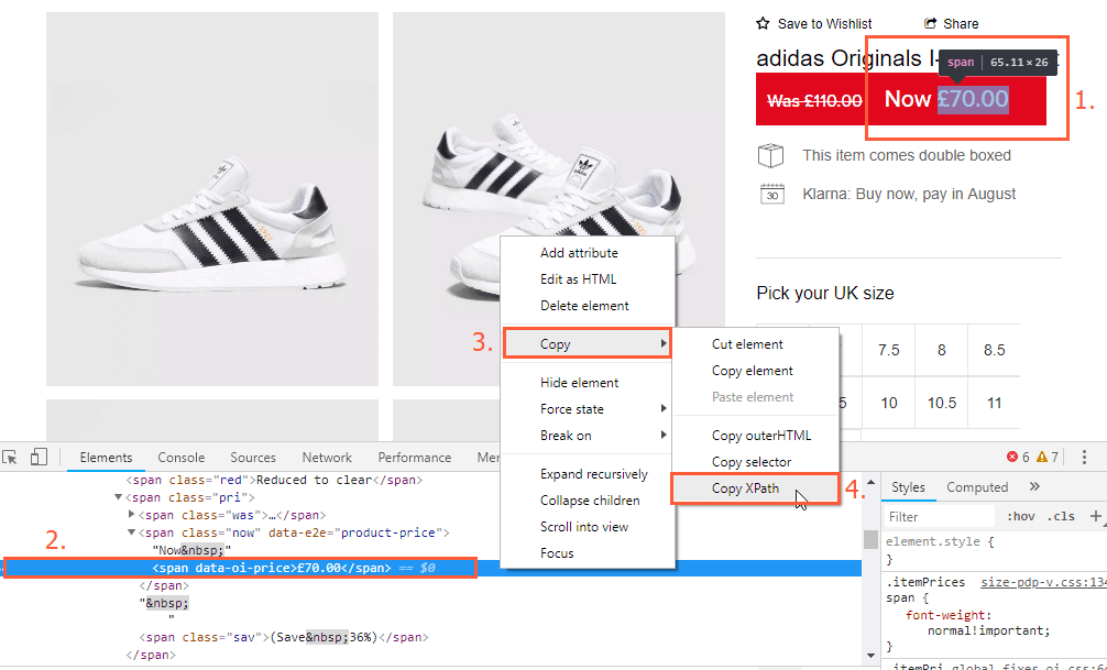 Elija Copiar → Copiar XPath